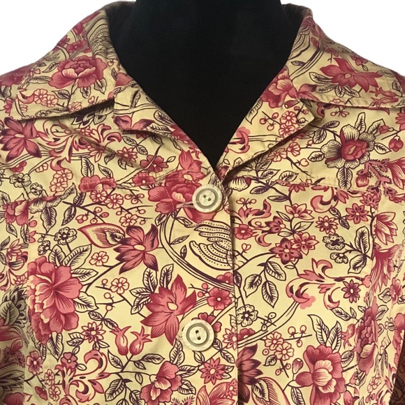 Coldwater Creek Yellow Floral Button Down Blouse size Large - Picture 3 of 8